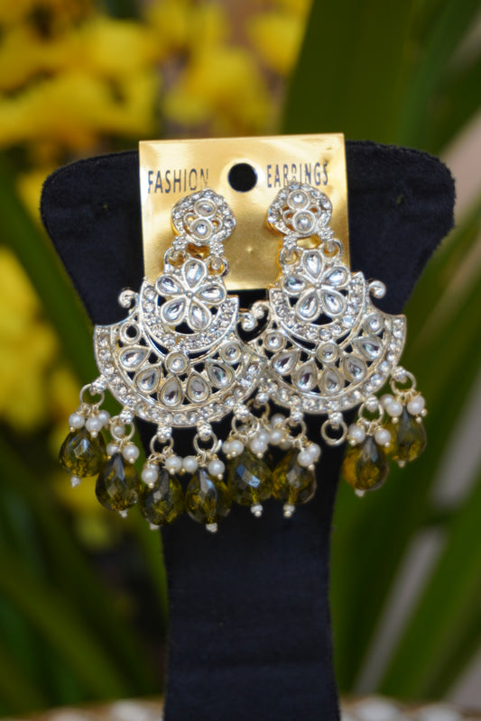 Olive Green colour chandbali earing