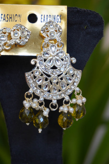 Olive Green colour chandbali earing