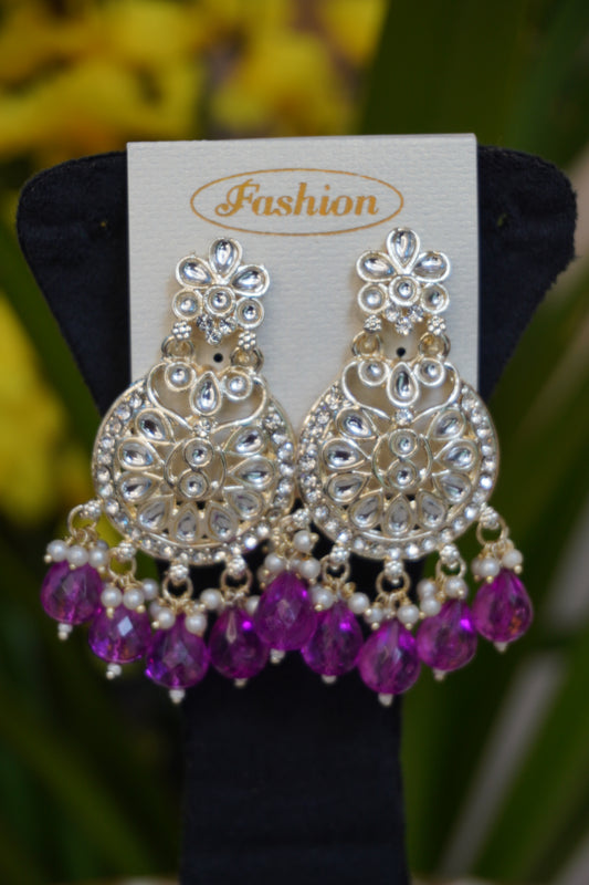 Purple colour chandbali earing