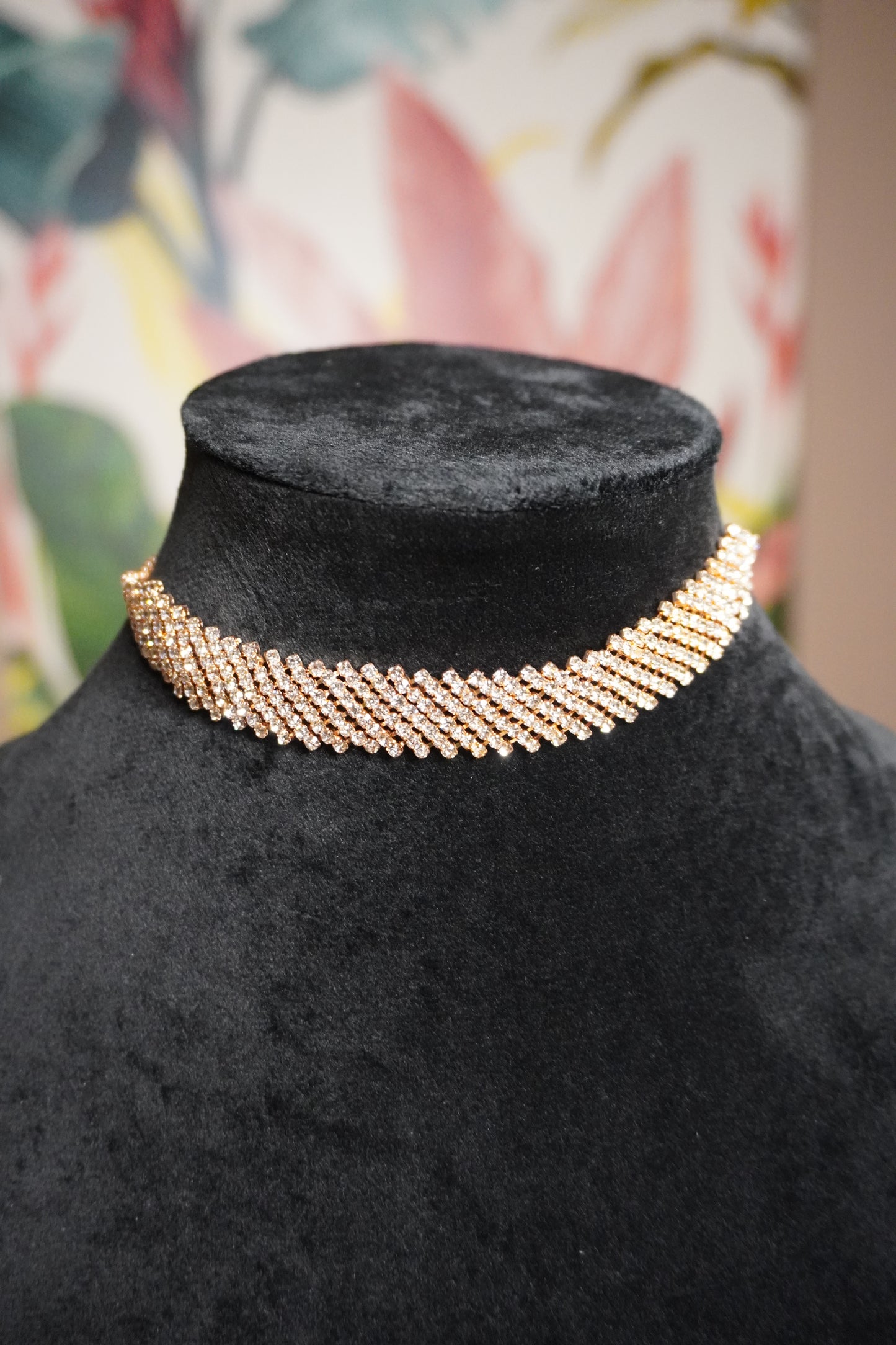 Rose Gold Colour Diamond work Necklace with Earring