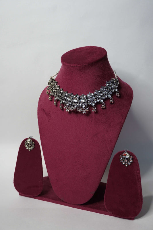 Oxidised Necklace with Earring