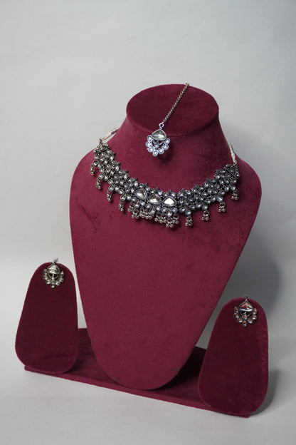 Oxidised Necklace with Earring