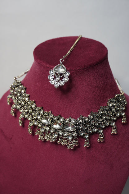 Oxidised Necklace with Earring