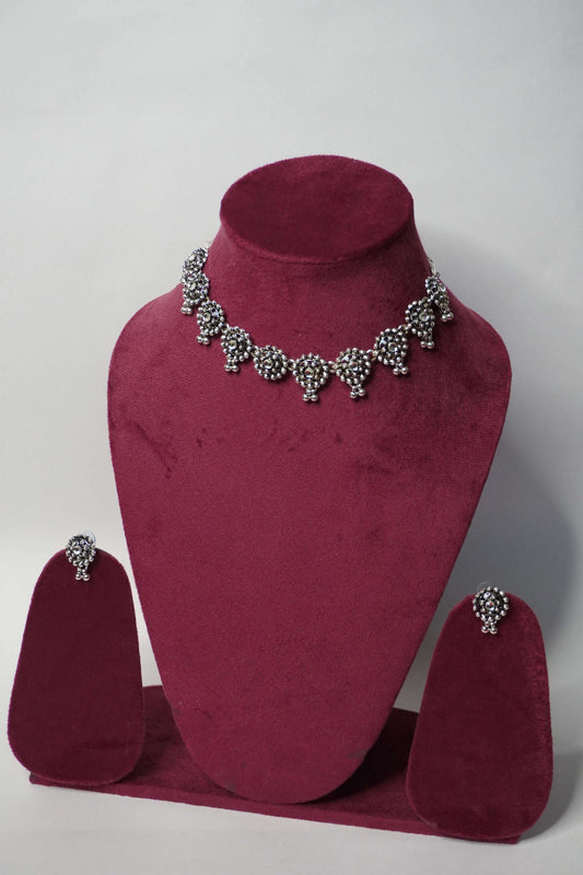 Oxidised Necklace with Earring