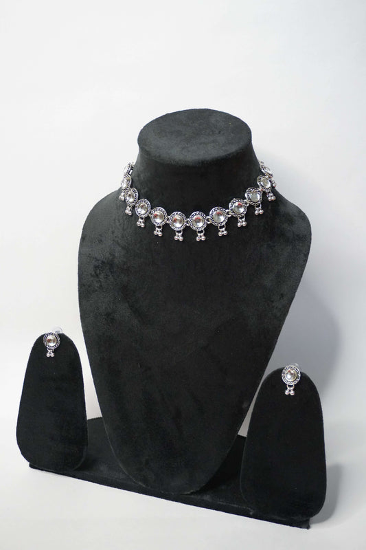 Oxidised Necklace with Earring