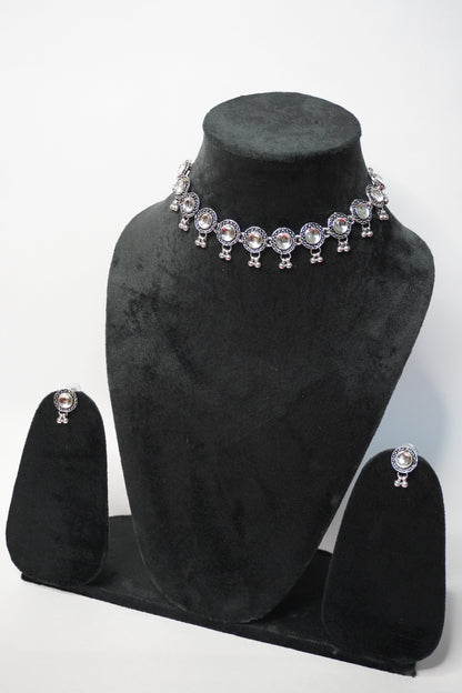 Oxidised Necklace with Earring