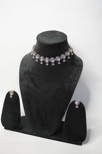 Oxidised Necklace with Earring
