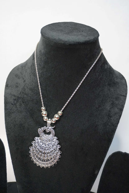 Peacock Style Oxidized Pendant Necklace