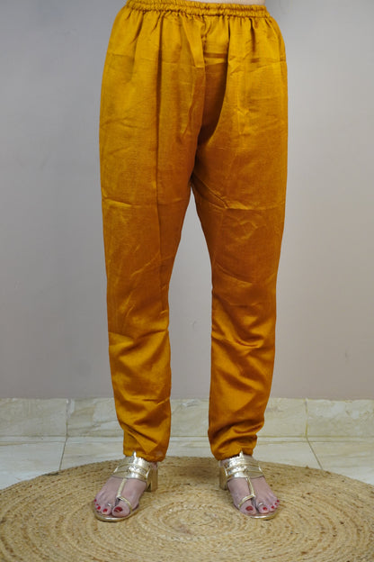 Mustard Colour Zari Work Straight Kurta Set with Pant & Dupatta