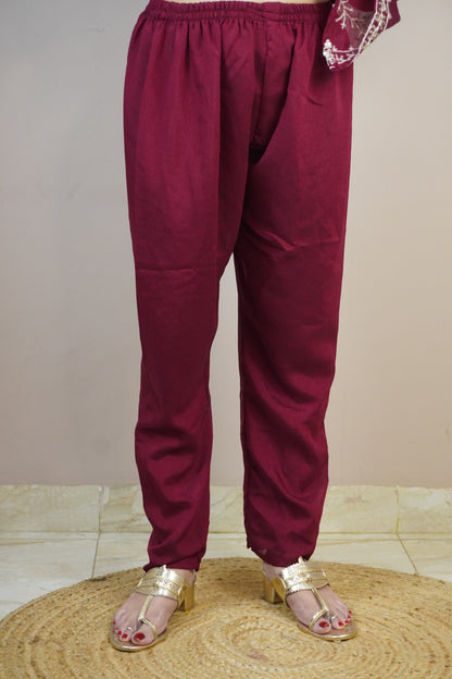 Maroon Colour Zari Work Straight Kurta Set with Pant & Dupatta