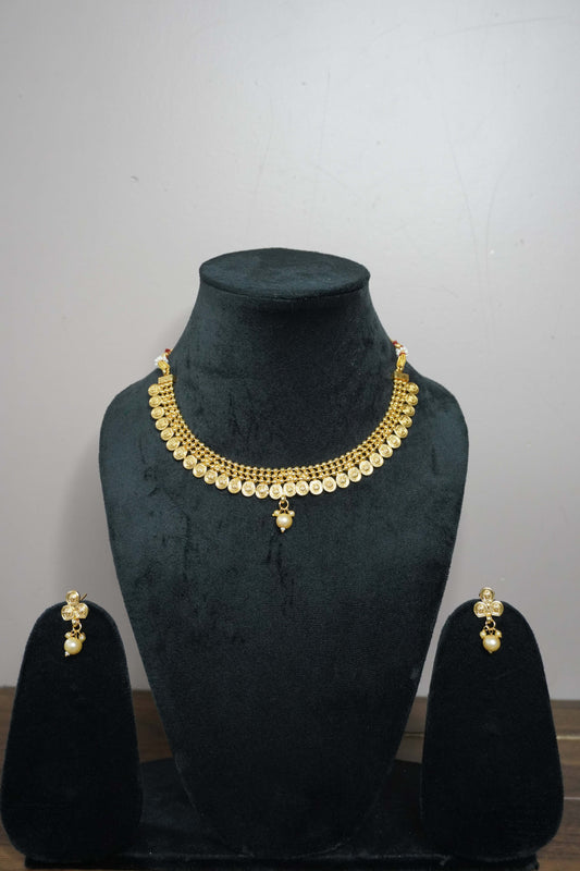 Gold Plated Necklace with Earring