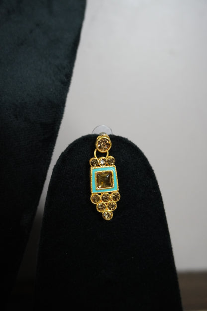 Mint Green Colour Kundan Necklace with Earring & Maang Tikka