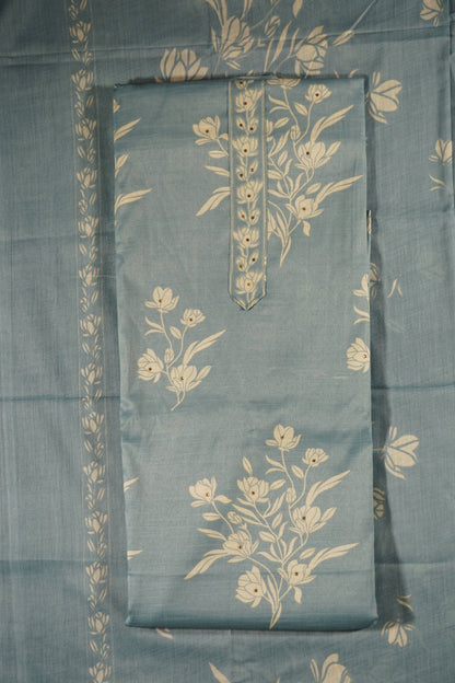 Gray Colour cotton Unstitched Suit Fabric with Pant & cotton Dupatta