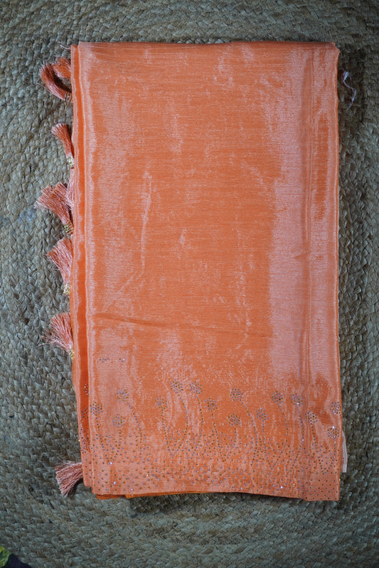 Orange colour double tone Saree