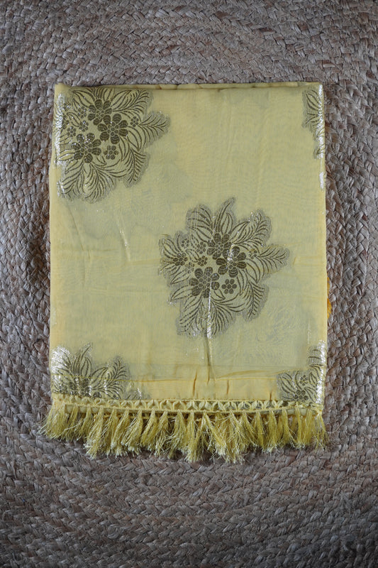 Yellow colour Weaving work Saree