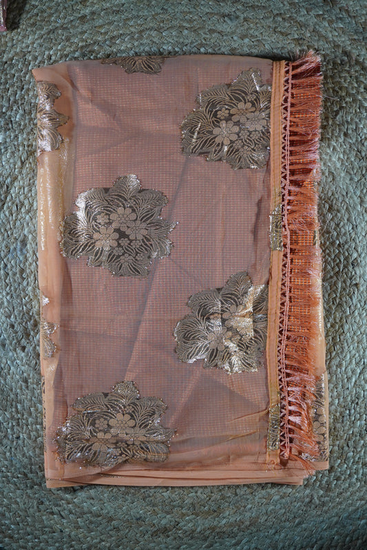 Orange colour Weaving work Saree