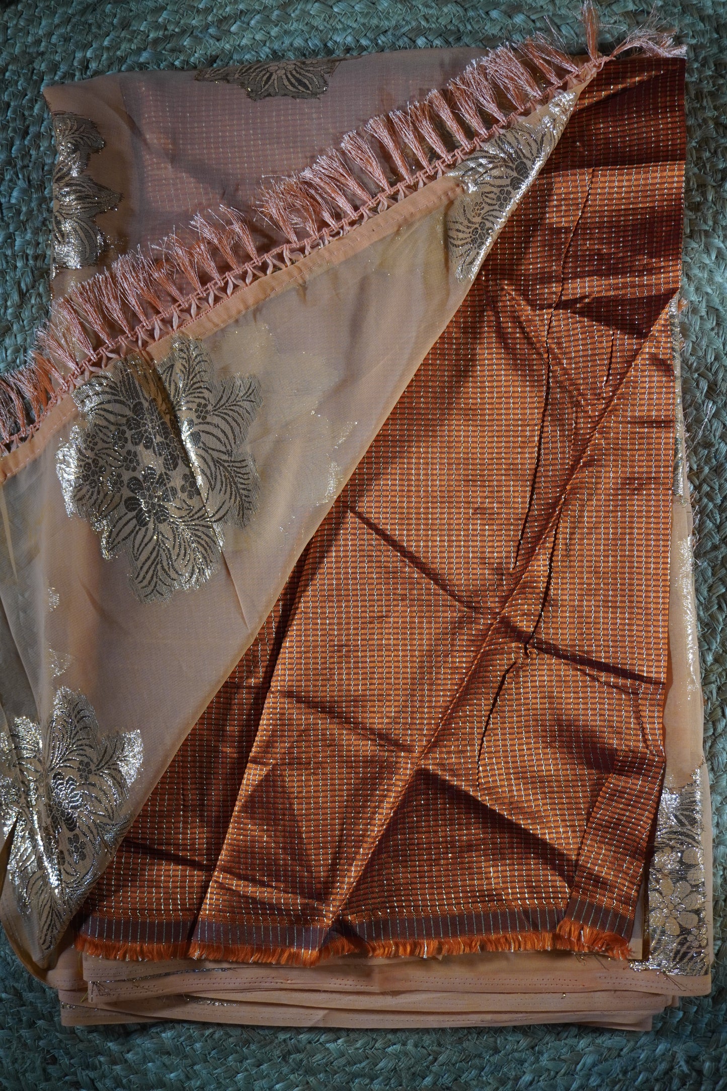 Orange colour Weaving work Saree