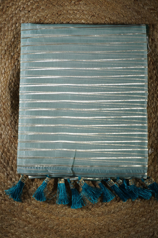 Sea Blue Colour Organza Saree