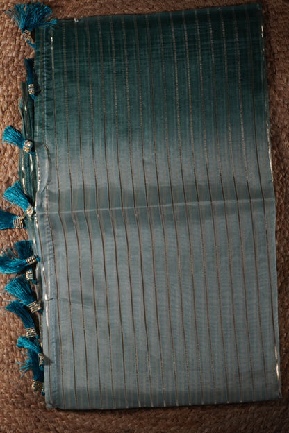 Sea Blue Colour Organza Saree