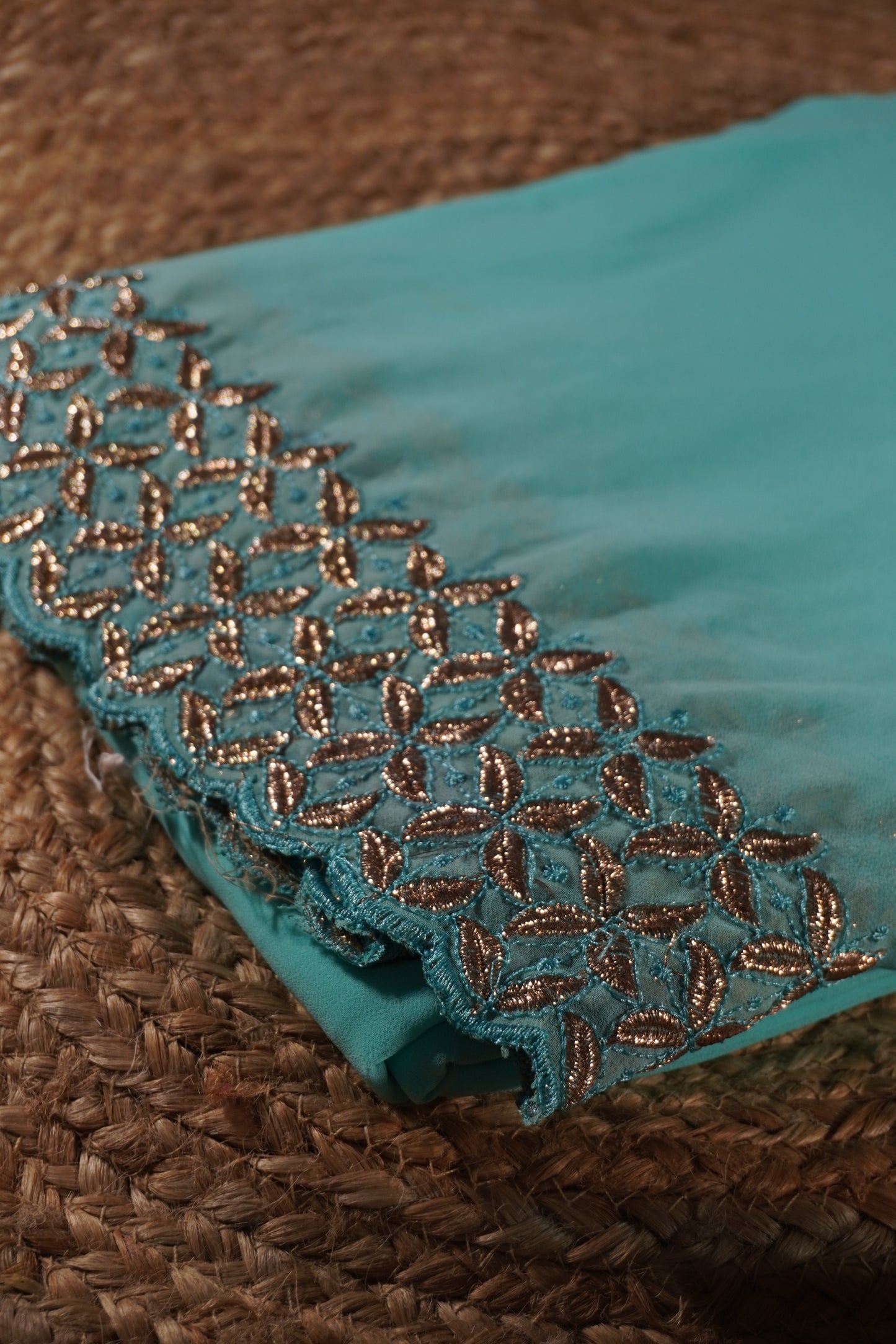 Sky Blue colour Thread work Saree
