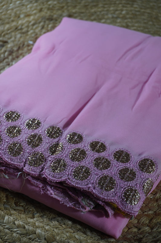 Pink colour Thread work Saree