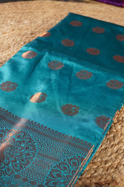 Sea blue colour silk Saree