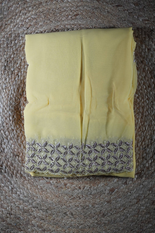 Yellow colour Thread work Saree